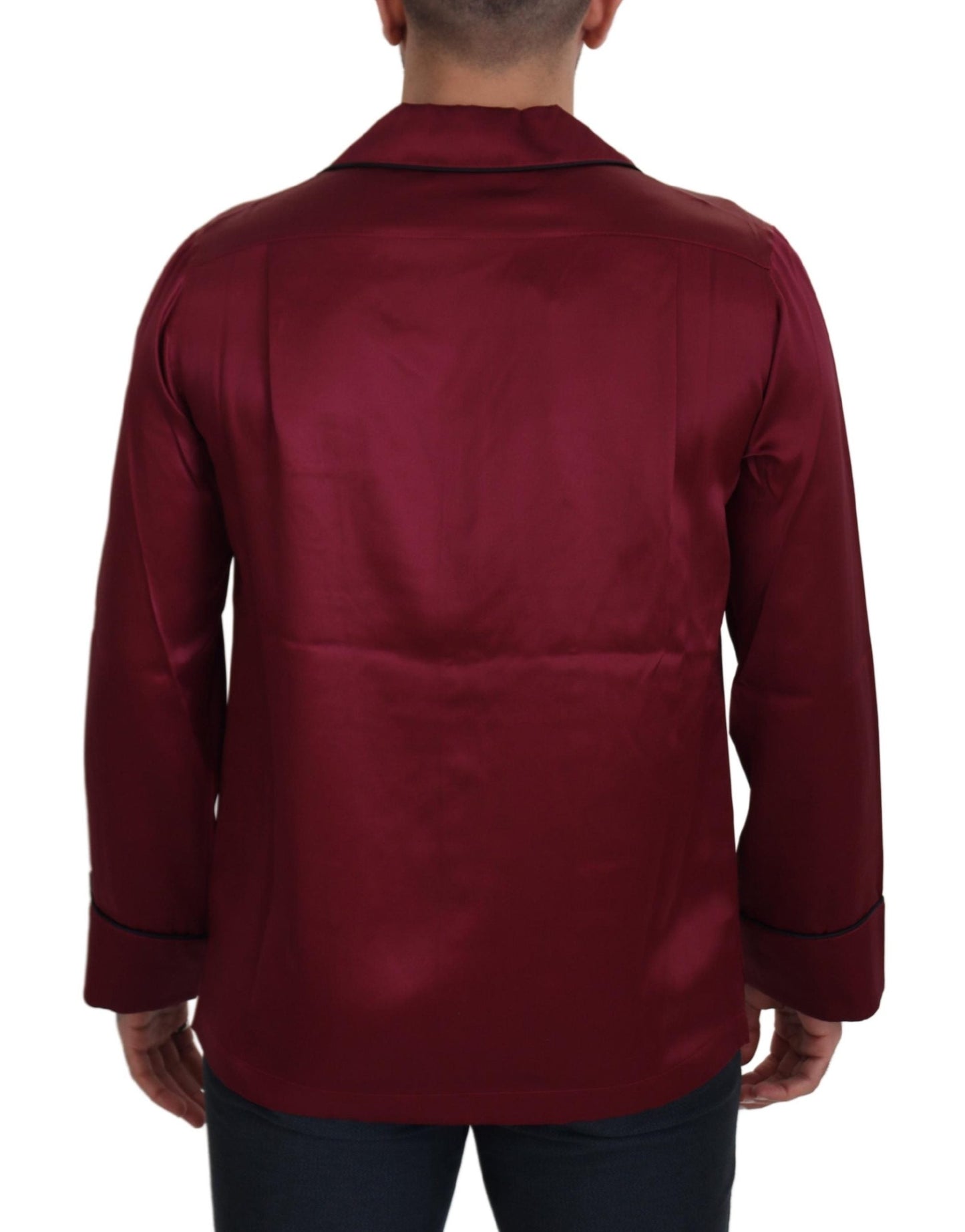 Dolce & Gabbana Red Silk Lounge Top Pajama Sleepwear Men's Shirt