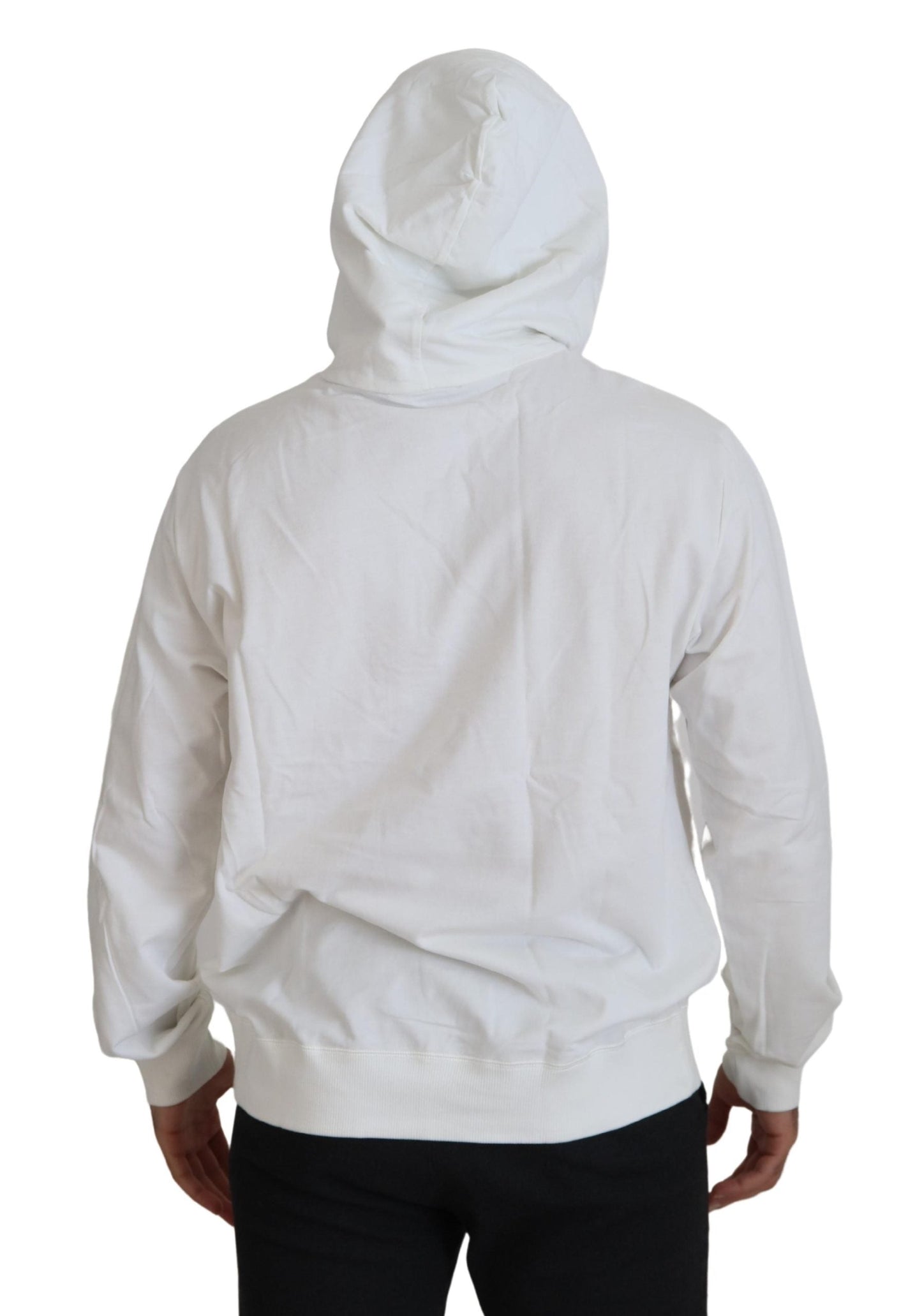 Dolce & Gabbana White Cotton Hooded Sweatshirt Men's Sweater
