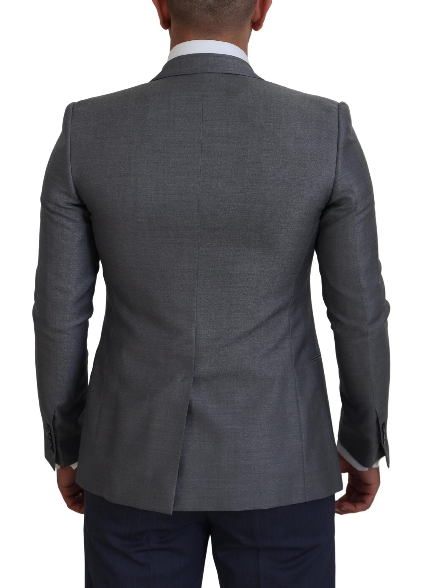 Dolce & Gabbana Gray Wool Silk Slim Fit Jacket Men's Blazer