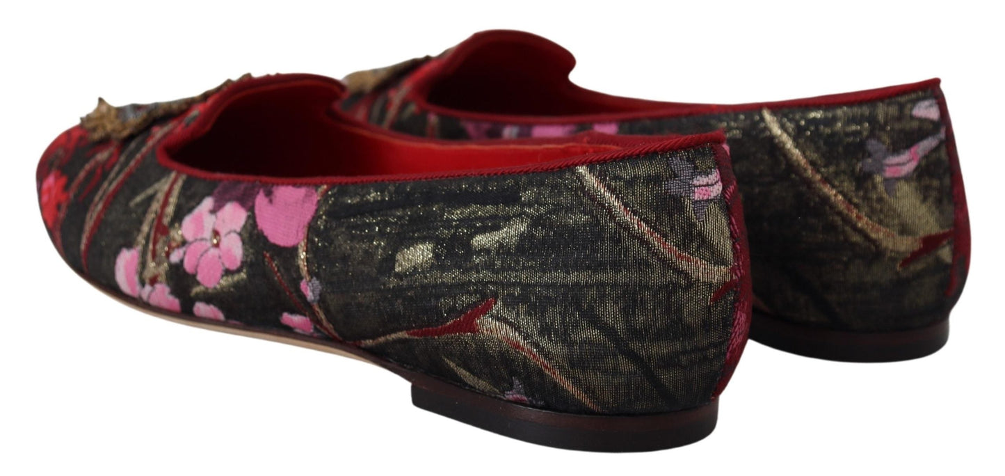 Dolce & Gabbana Multicolor Jacquard Sacred Heart Patch Slip On Women's Shoes