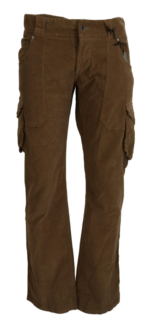 Ermanno Scervino Brown Cotton Corduroy Cargo Men's Pants