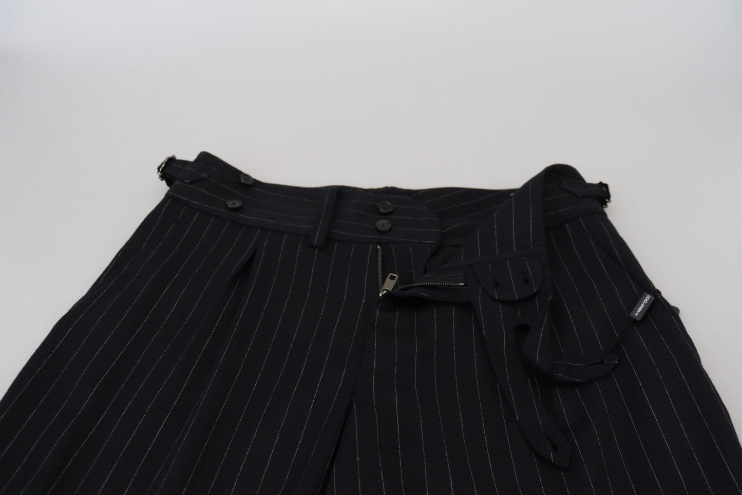 Dolce & Gabbana Black Wool Striped Chino Men's Pants