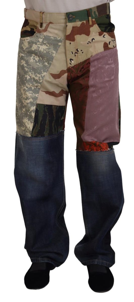 Dolce & Gabbana Multicolor Silk Patchwork Men Denim Men's Jeans