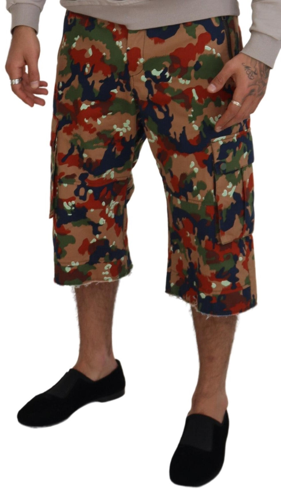 Dolce & Gabbana Multicolor Cotton Camouflaged Cargo Men's Shorts