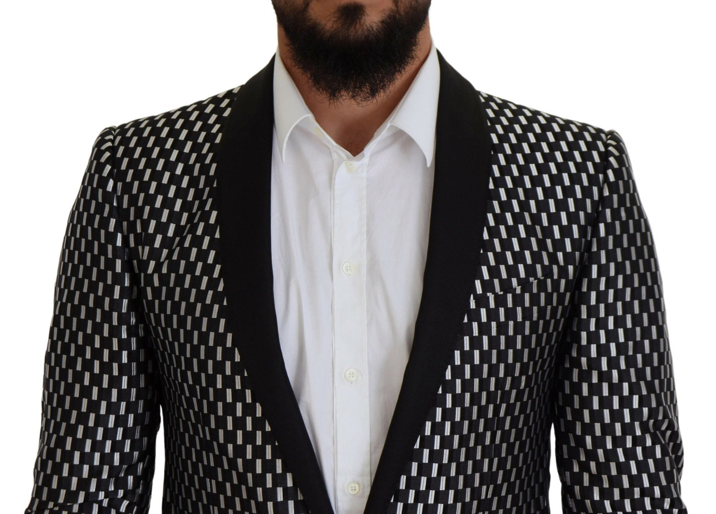 Dolce & Gabbana Black White Silk MARTINI Slim Fit Men's Suit