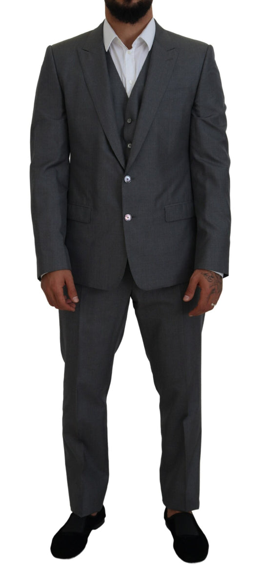 Dolce & Gabbana Gray MARTINI 3 Piece Slim Fit Men's Suit
