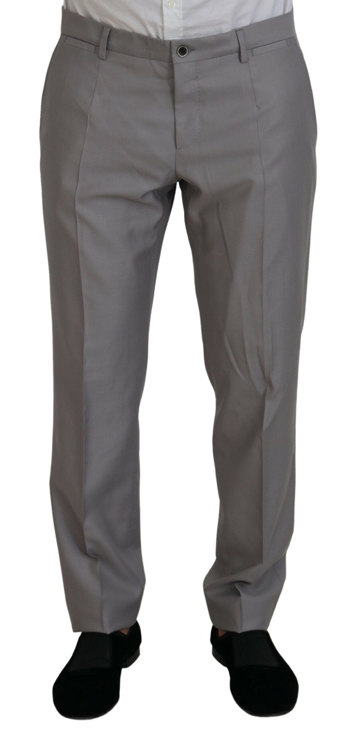 Dolce & Gabbana Silver Wool Silk 3 Piece Slim Fit Men's Suit
