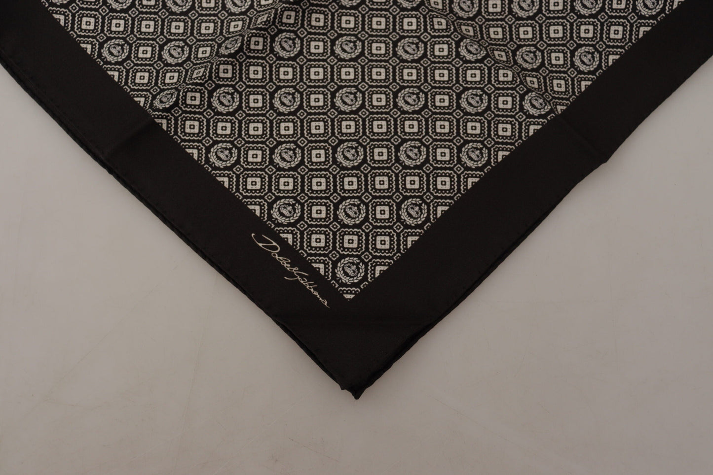Dolce & Gabbana Black Patterned DG Logo Square Handkerchief Men's Scarf