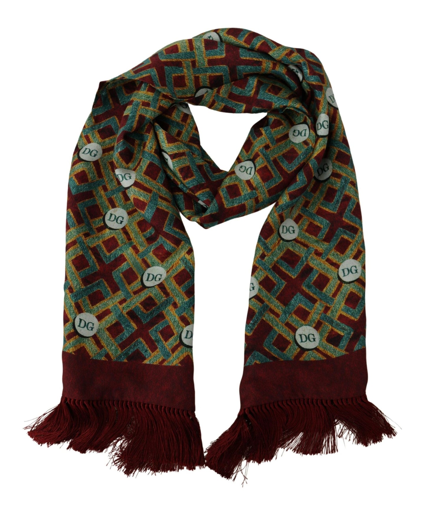 Dolce & Gabbana Multicolor DG Logo Shawl Warm Neck Wrap Fringe Men's Scarf