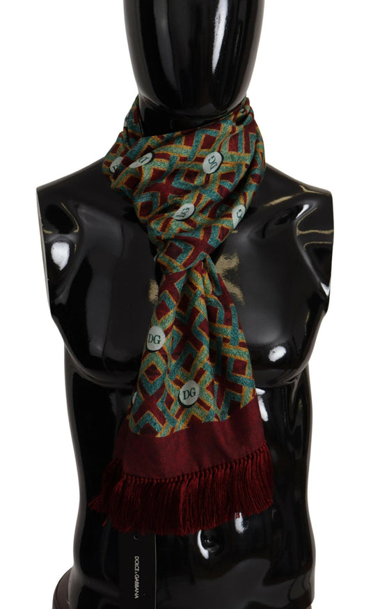 Dolce & Gabbana Multicolor DG Logo Shawl Warm Neck Wrap Fringe Men's Scarf