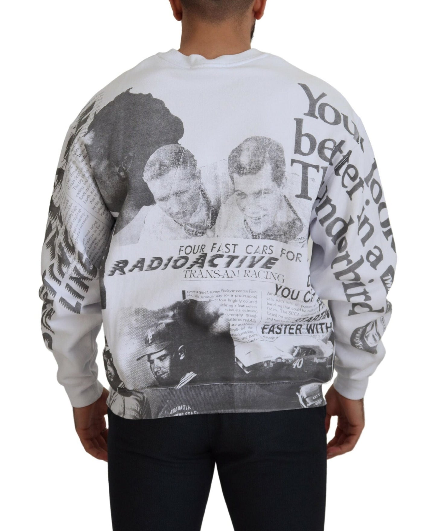 MSGM White Cotton Crewneck Pullover Sweatshirt Men's Sweater