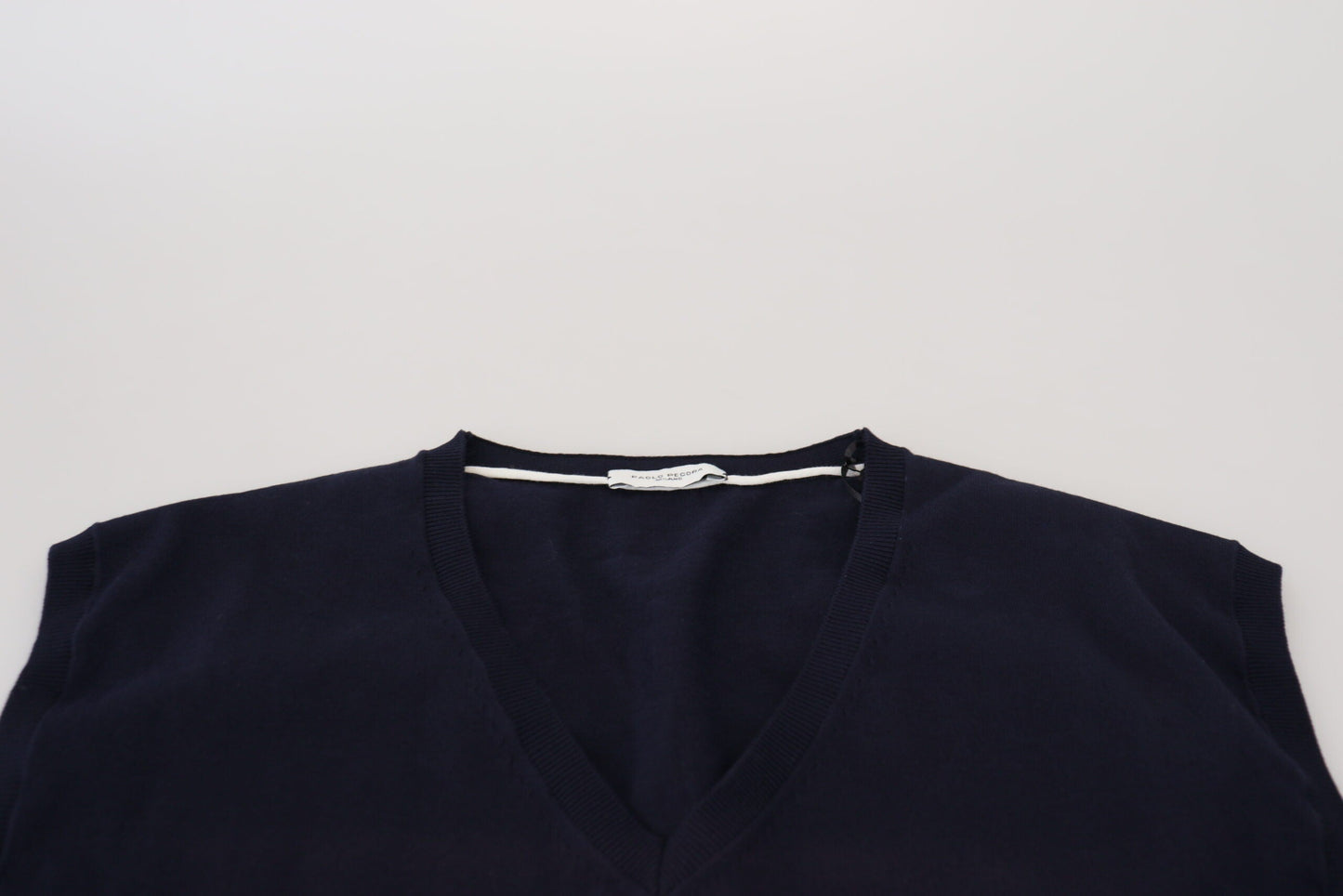 Paolo Pecora Milano Black Cotton V-neck Sleeveless Tank Men's T-shirt