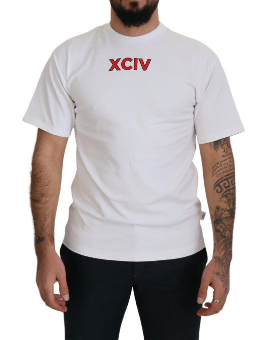GCDS White Logo Print Cotton Short Sleeves Men's T-shirt