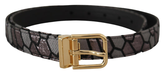 Dolce & Gabbana Multicolor Patchwork Leather Gold Jaquard Men's Belt