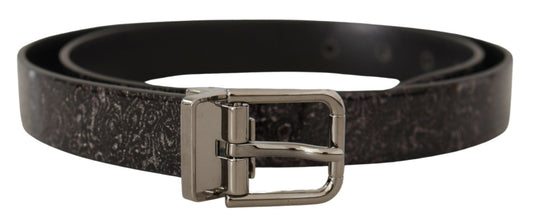 Dolce & Gabbana Black Goccia Glitter Patent Leather Buckle Vernice Men's Belt