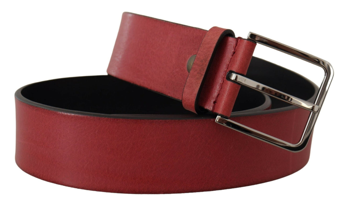 Dolce & Gabbana Maroon Vitello Silver Metal Logo Buckle Men's Belt
