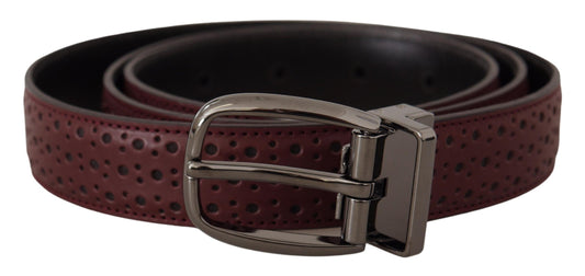 Dolce & Gabbana Brown Perforated Leather Metal Buckle Men's Belt