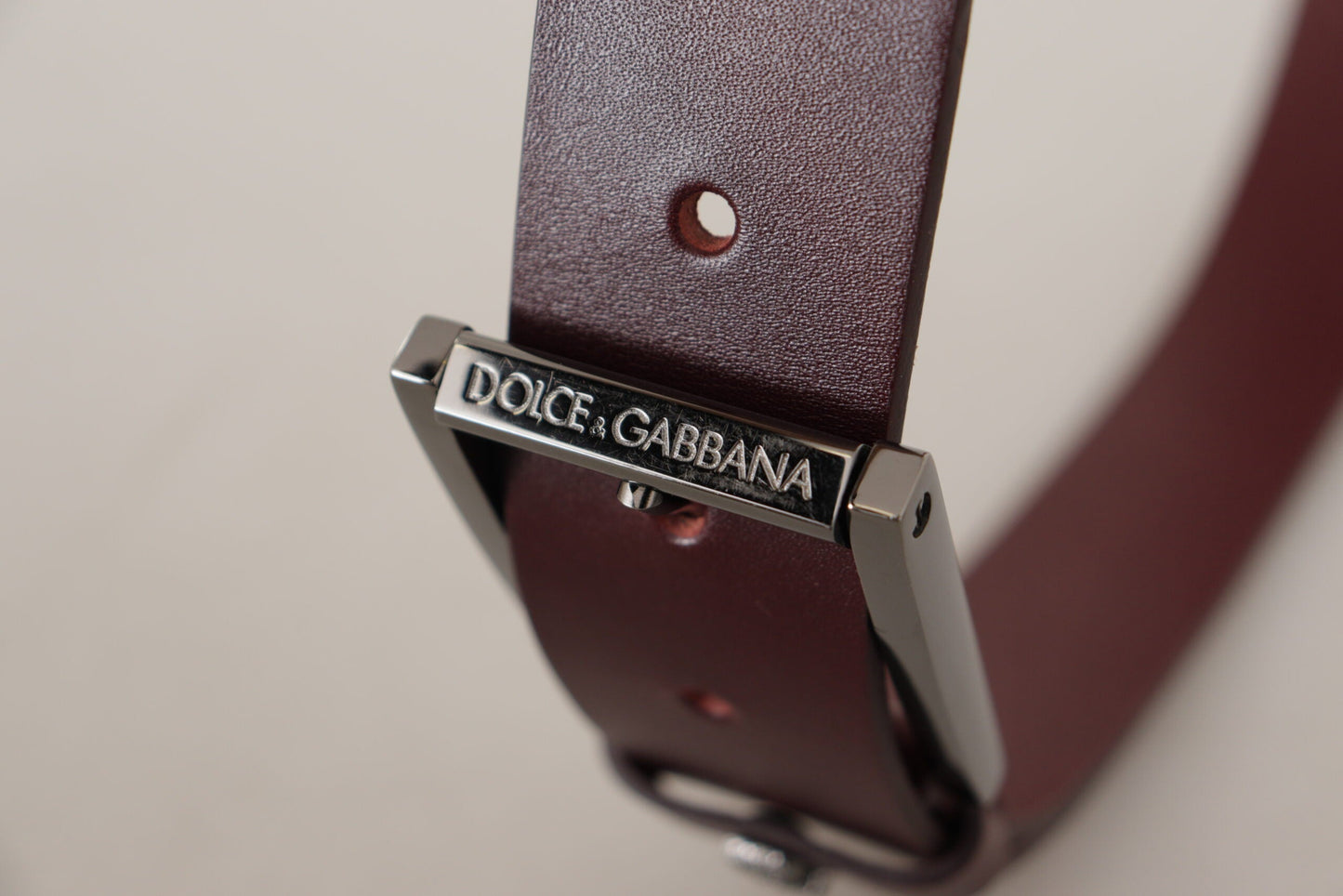 Dolce & Gabbana Brown Leather Silver Metal Crown Buckle Men's Belt