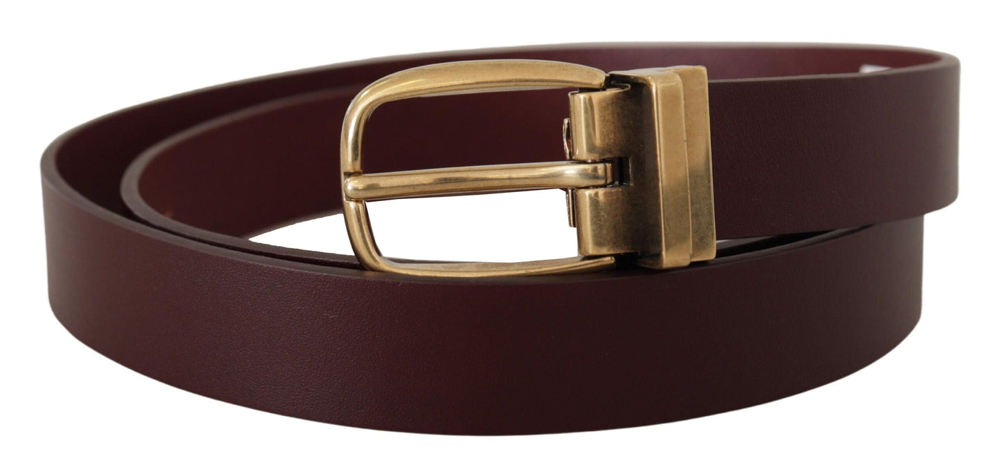 Dolce & Gabbana Brown Leather Classic Gold Metal Buckle Men's Belt