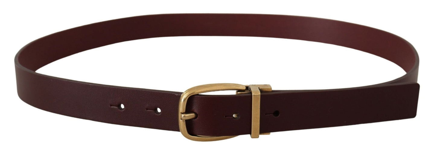 Dolce & Gabbana Brown Leather Classic Gold Metal Buckle Men's Belt