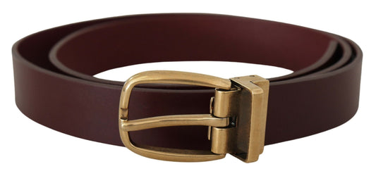 Dolce & Gabbana Brown Leather Classic Gold Metal Buckle Men's Belt