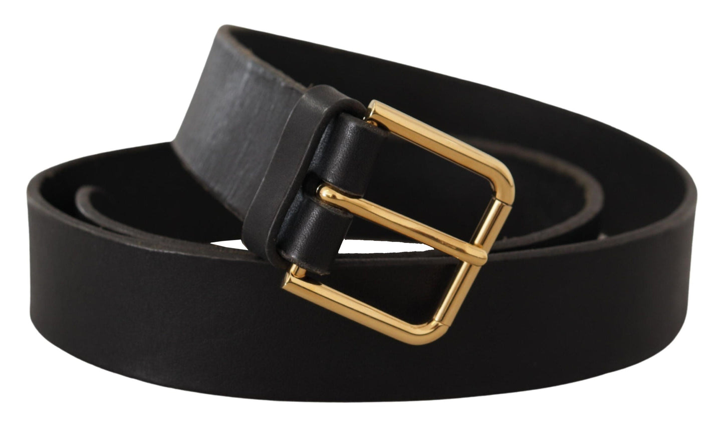 Dolce & Gabbana Brown Gold Metal Logo Buckle Calf Leather Men's Belt