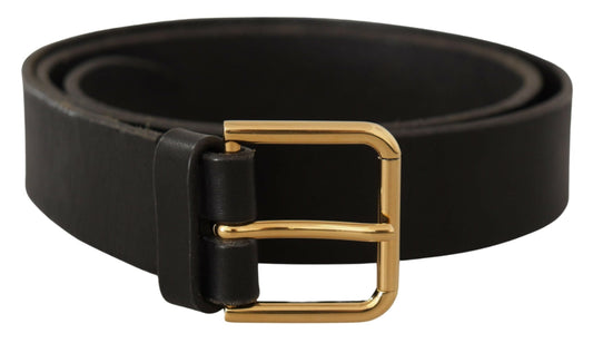Dolce & Gabbana Brown Gold Metal Logo Buckle Calf Leather Men's Belt