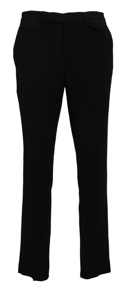 BENCIVENGA Black Cotton Straight Fit Men Formal Men's Pants