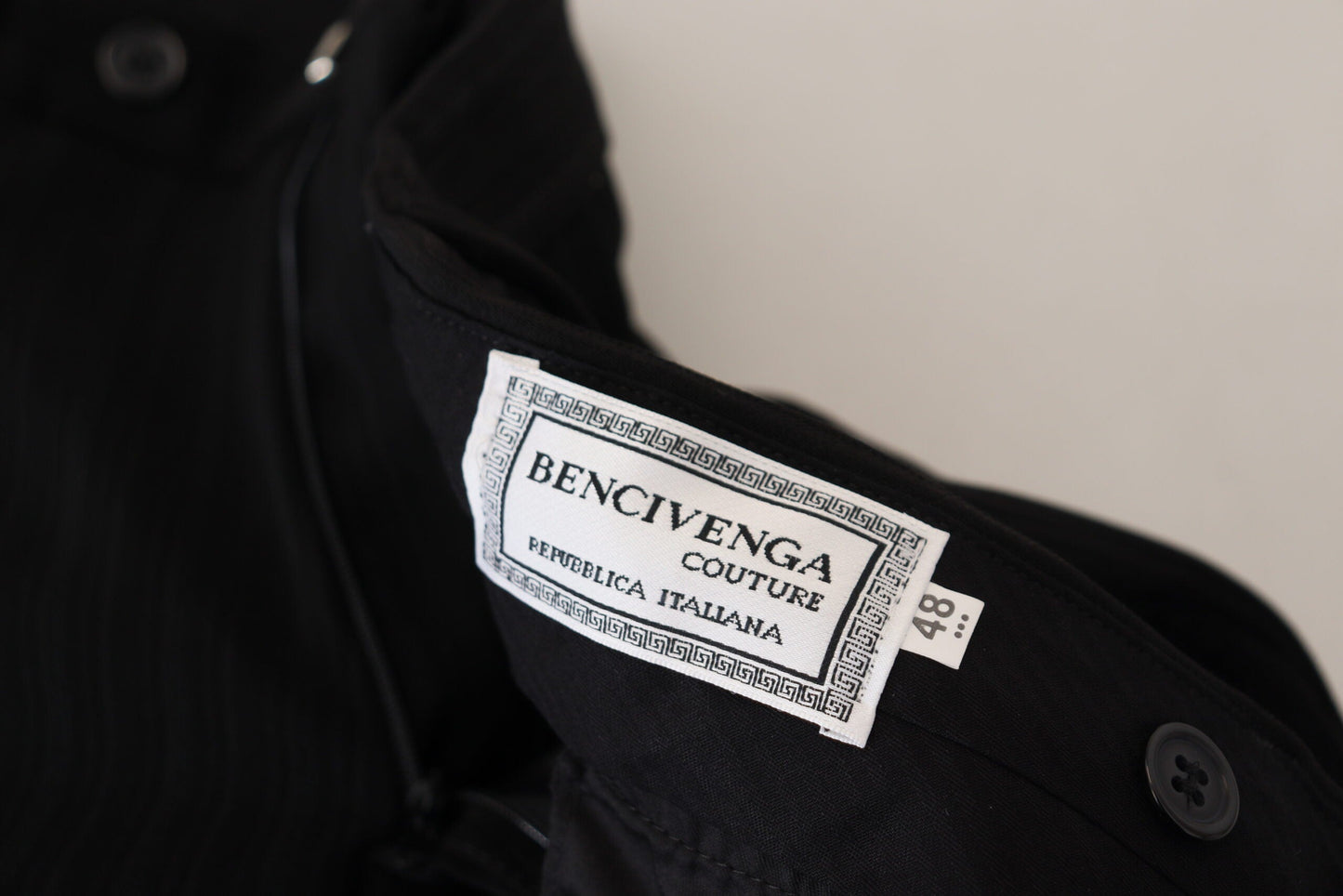 BENCIVENGA Black Cotton Straight Fit Men Formal Men's Pants