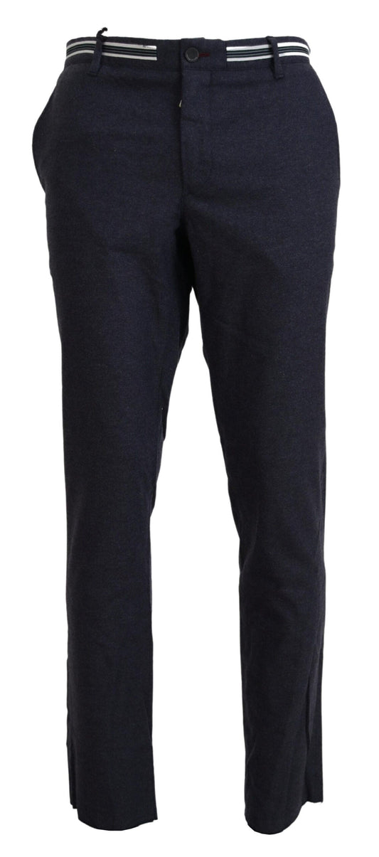 Domenico Tagliente Black Polyester Tapered Dress Men's Pants