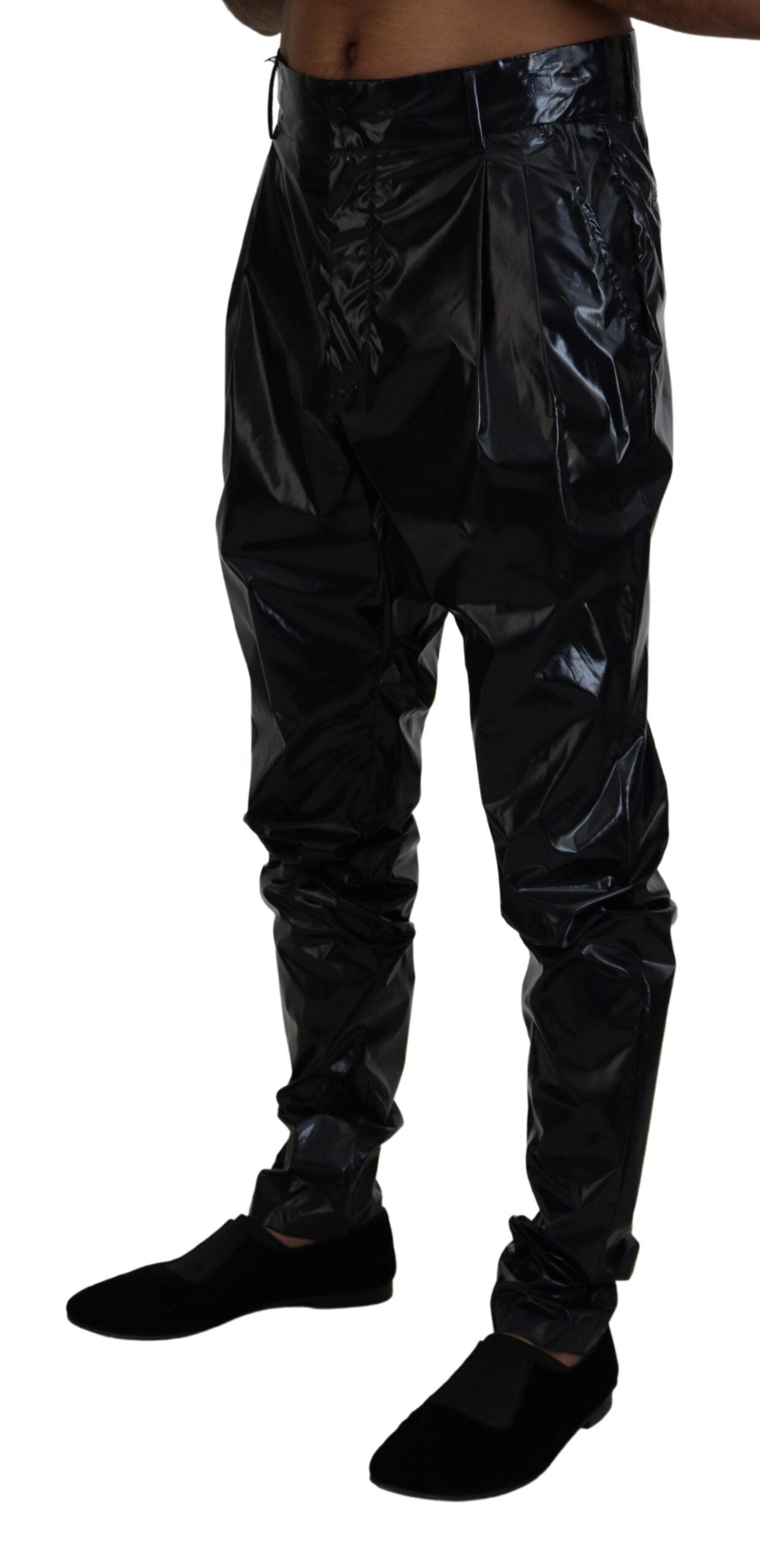 Dolce & Gabbana Black Shining Nylon Skinny Men Men's Pants