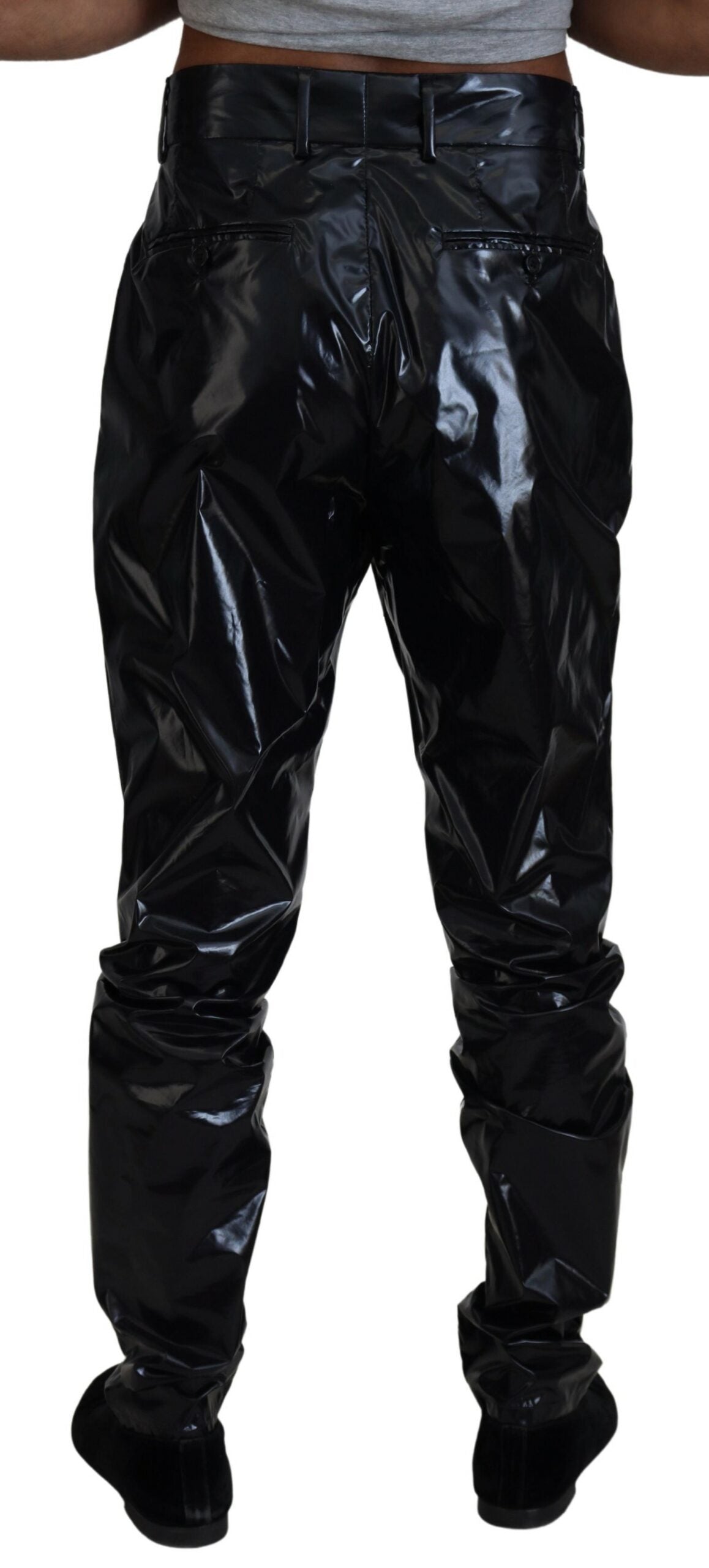 Dolce & Gabbana Black Shining Nylon Skinny Men Men's Pants