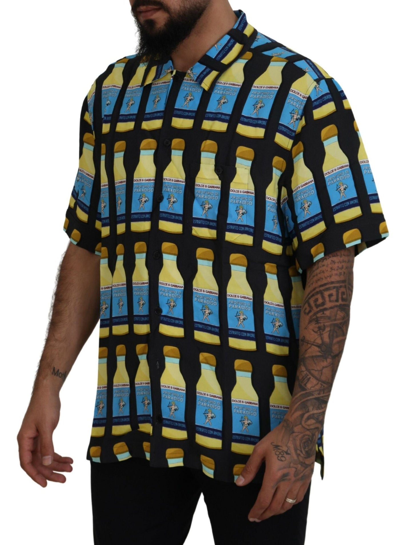 Dolce & Gabbana Multicolor Printed Viscose Casual Men's Shirt