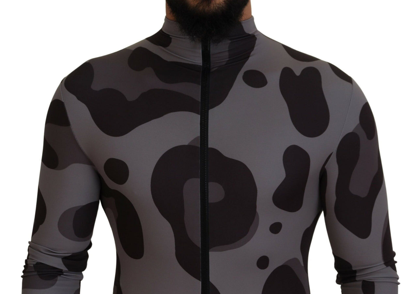 Dolce & Gabbana Gray Patterned Polyester Wetsuit Men's Swimwear