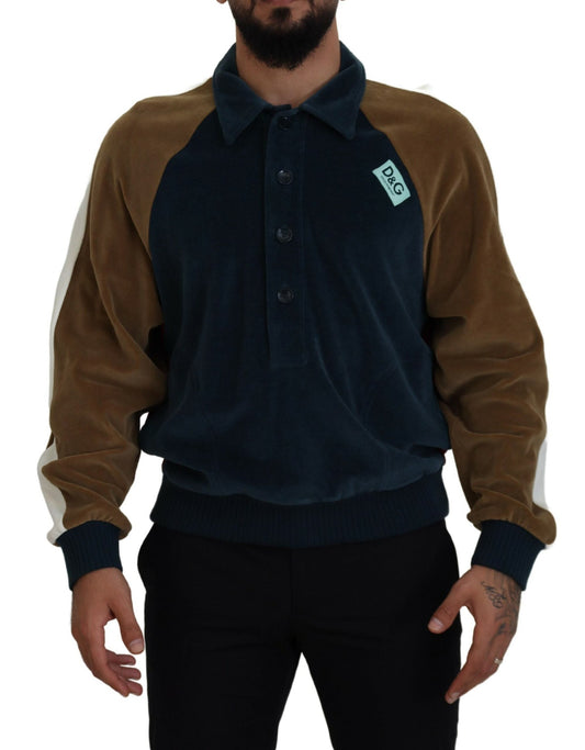 Dolce & Gabbana Multicolor Cotton Collared Pullover Men's Sweater