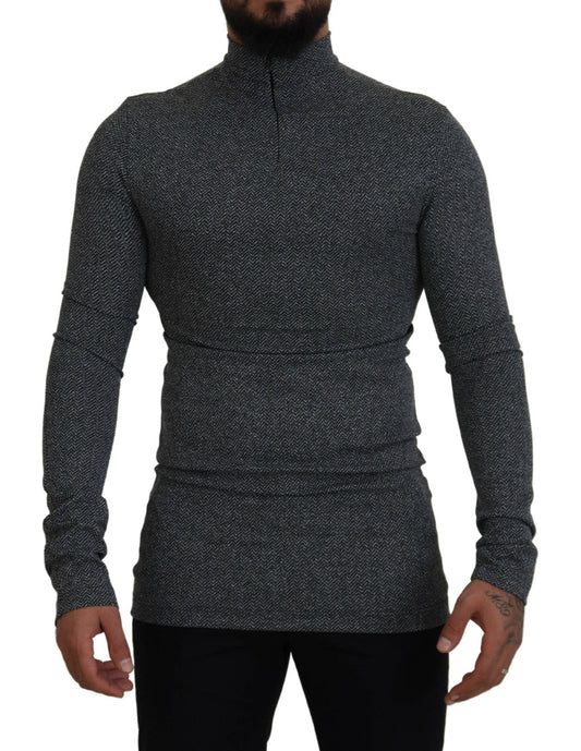 Dolce & Gabbana Dark Gray Nylon Turtleneck Pullover Men's Sweater