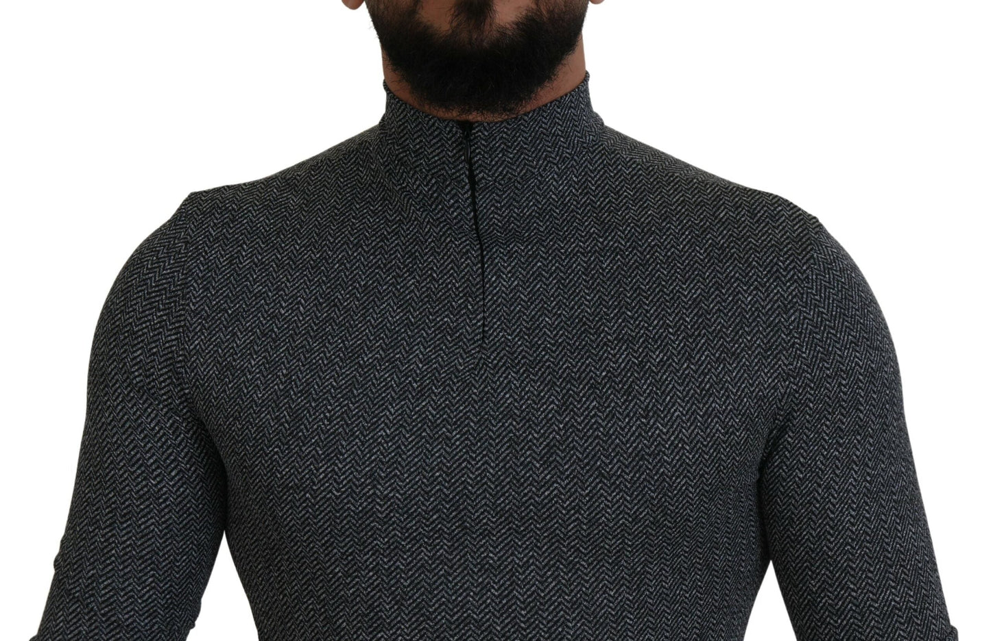 Dolce & Gabbana Dark Gray Nylon Turtleneck Pullover Men's Sweater