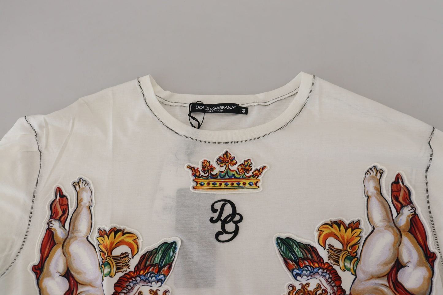 Dolce & Gabbana White Printed Short Sleeves Men Men's T-shirt