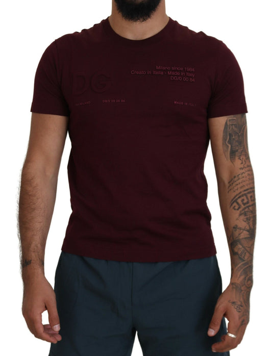Dolce & Gabbana Maroon Printed Short Sleeves Men Men's T-shirt