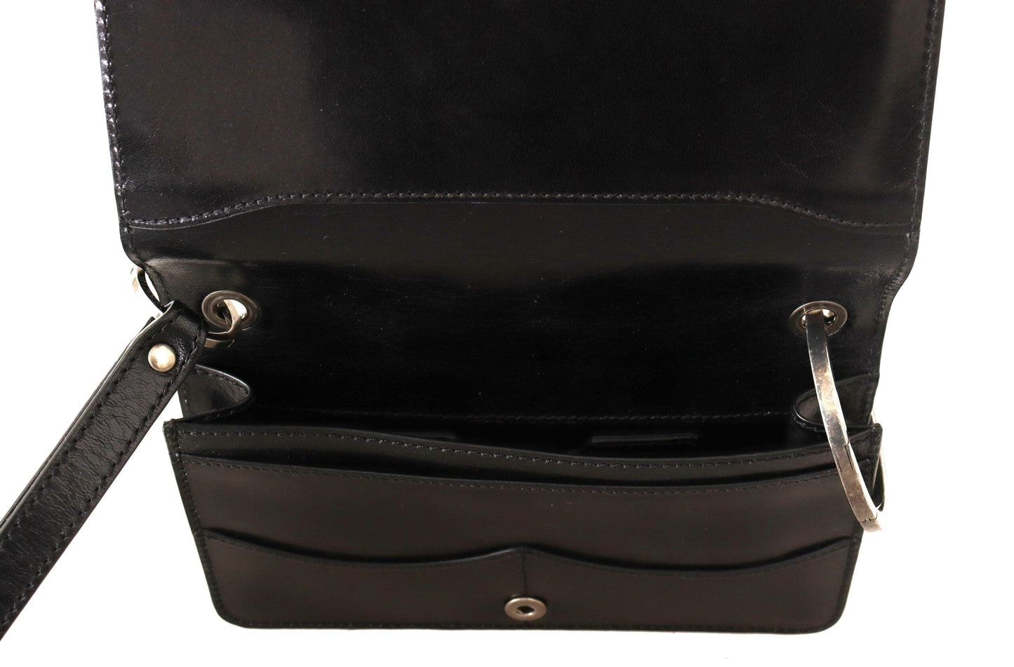 Dolce & Gabbana Black Leather Wristlet Mini Bag Card Bill Men's Wallet