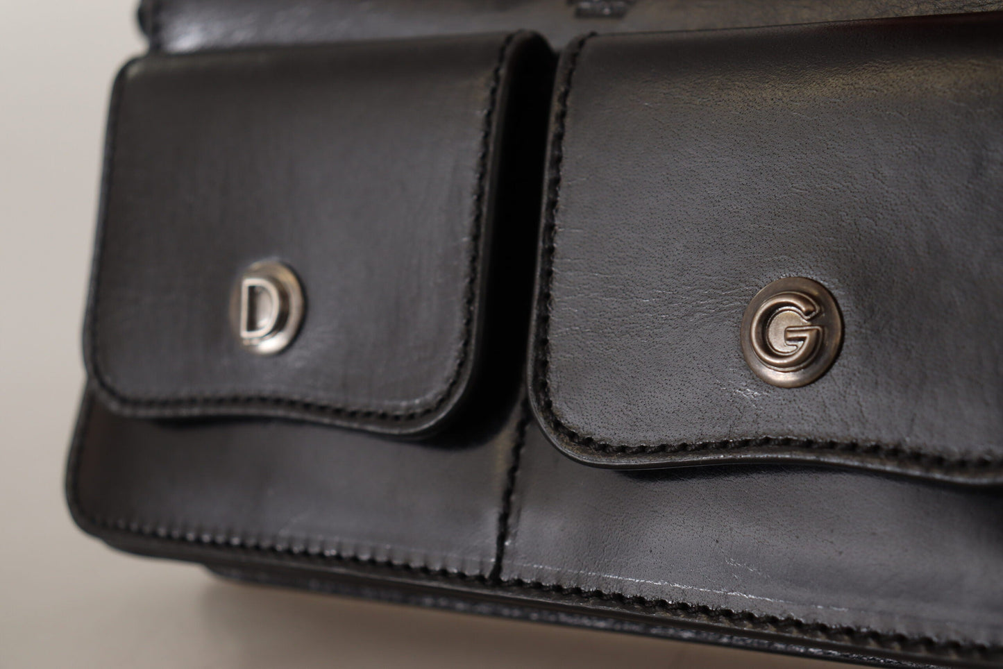 Dolce & Gabbana Black Leather Wristlet Mini Bag Card Bill Men's Wallet