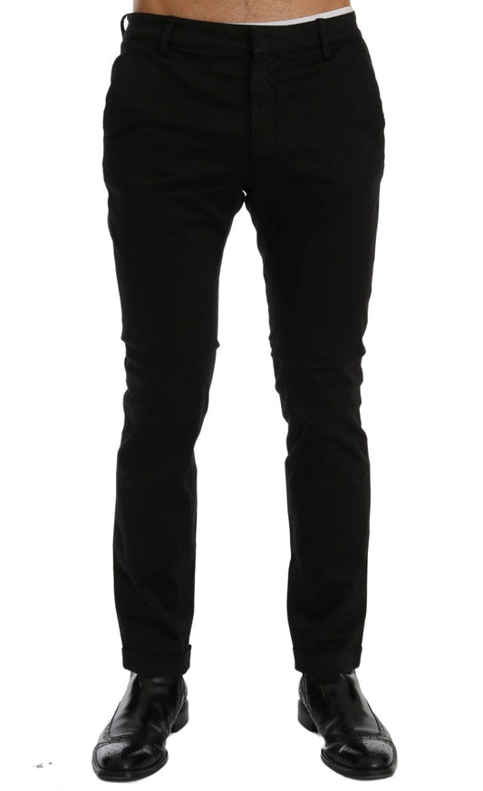 Costume National Black Slim Fit Cotton Stretch Men's Pants