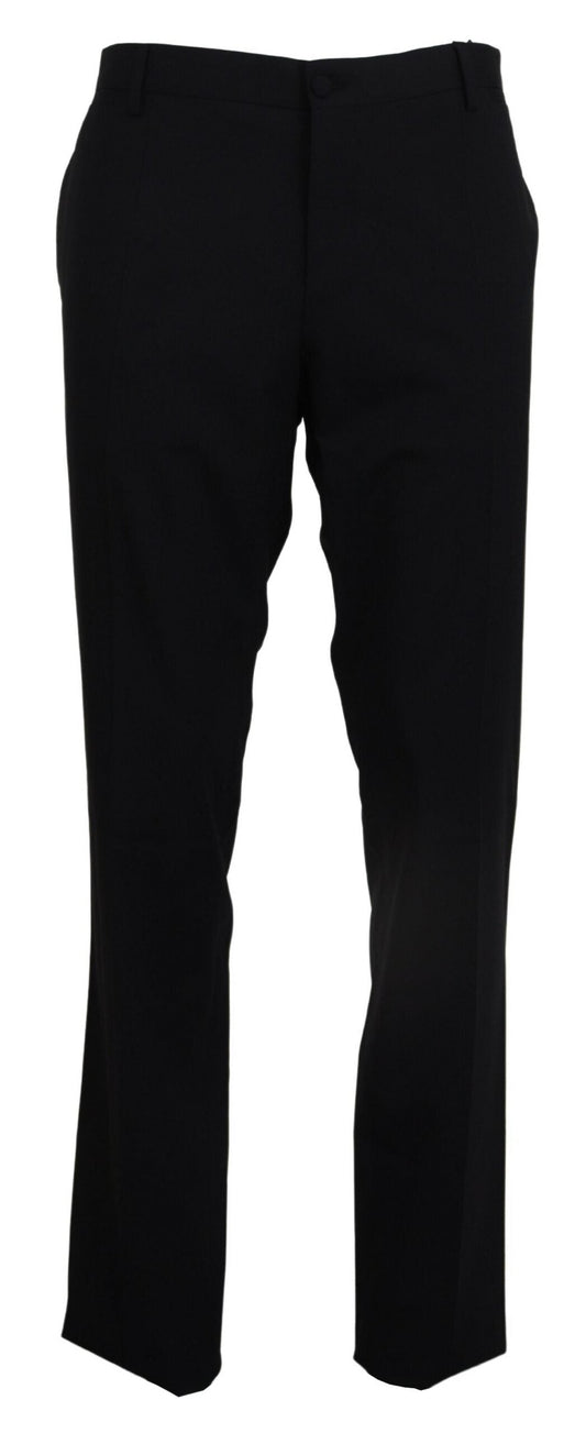 Dolce & Gabbana Black Wool Stretch Dress Formal Slim Fit Men's Pant