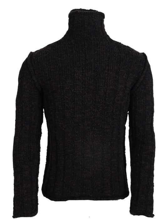 Dolce & Gabbana Brown Wool Knit Turtleneck Pullover Men's Sweater