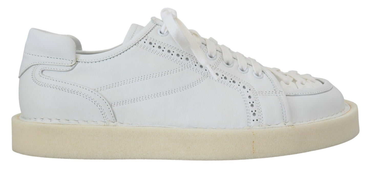 Dolce & Gabbana White Leather Low Top Oxford Sneakers Casual Men's Shoes