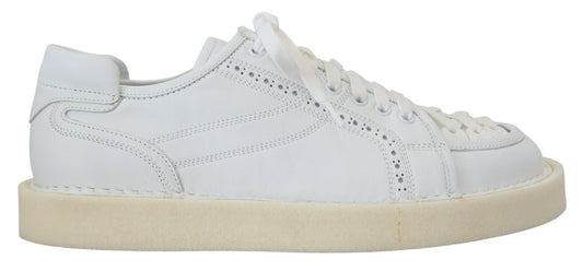 Dolce & Gabbana White Leather Low Top Oxford Sneakers Casual Men's Shoes