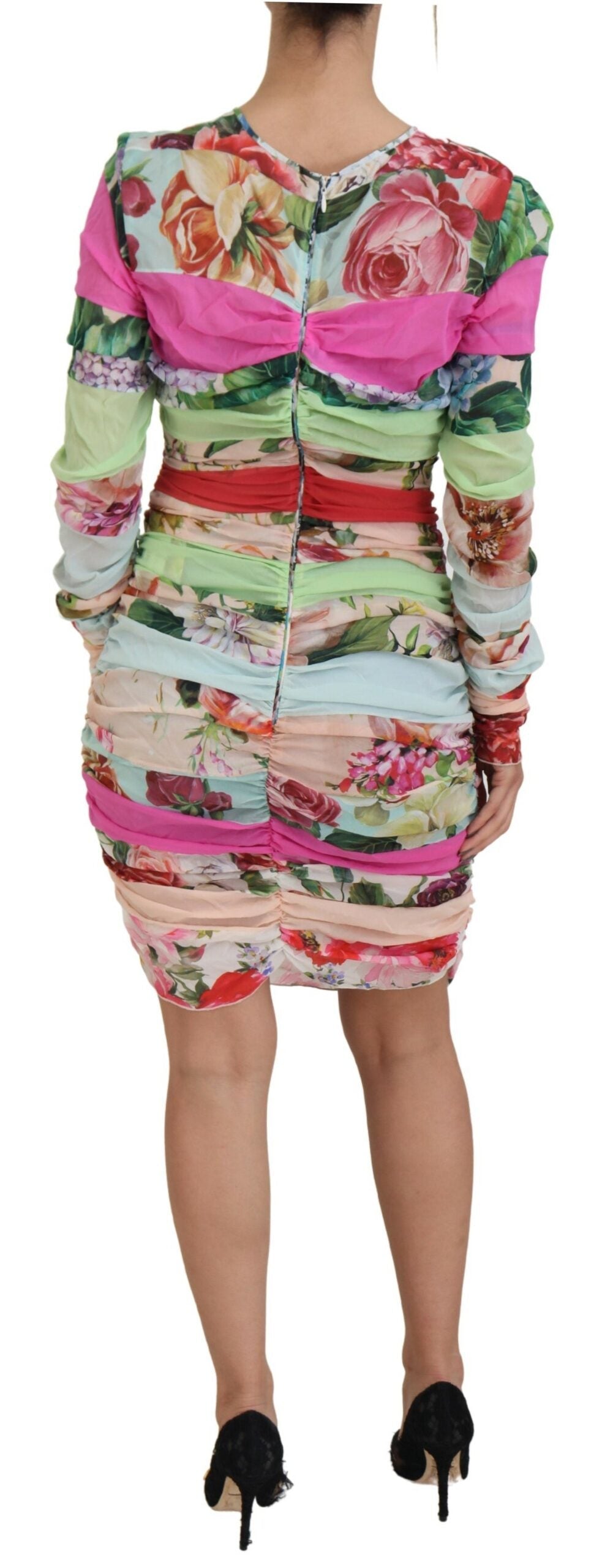 Dolce & Gabbana Multicolor Silk Floral Bodycon Sheath Women's Dress