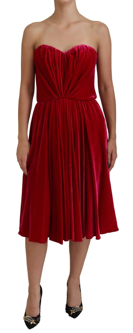 Dolce & Gabbana Pink Viscose Stretch Strapless A-line Women's Dress