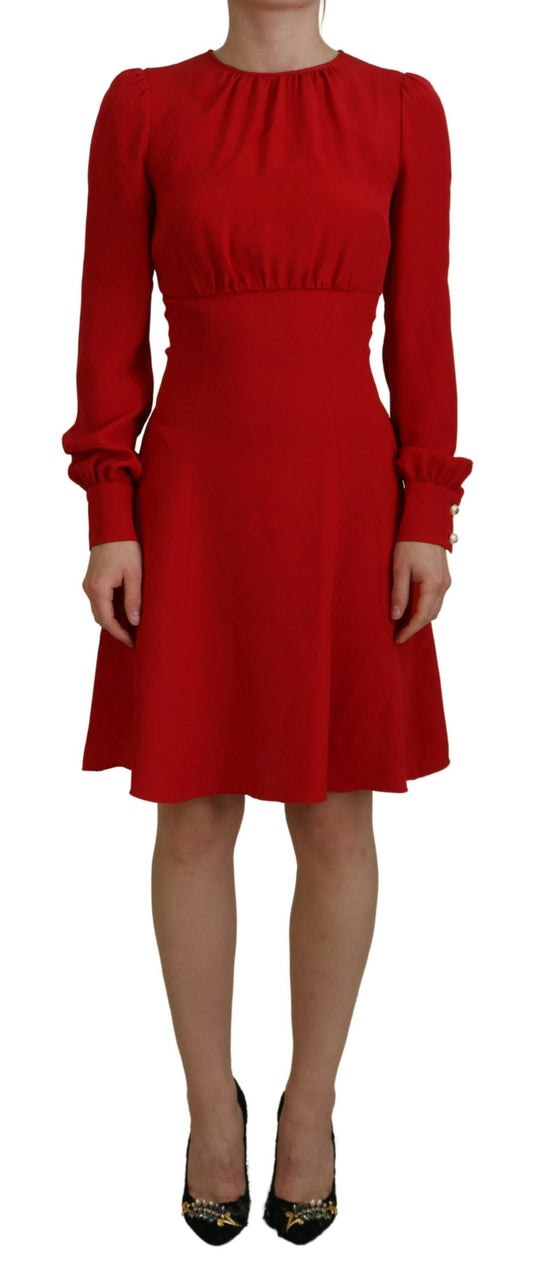 Dolce & Gabbana Red Silk Sheath A-line Knee Length Women's Dress (Pre-Owned)