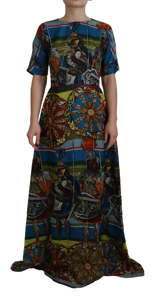 Dolce & Gabbana Multicolor Sicily Silk A-line Long Gown Women's Dress
